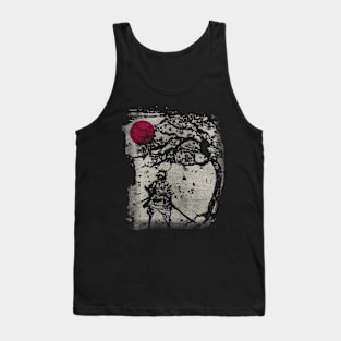 Traditional Japanese Samurai Swordsman Vintage Blood Moon Fighter Tank Top